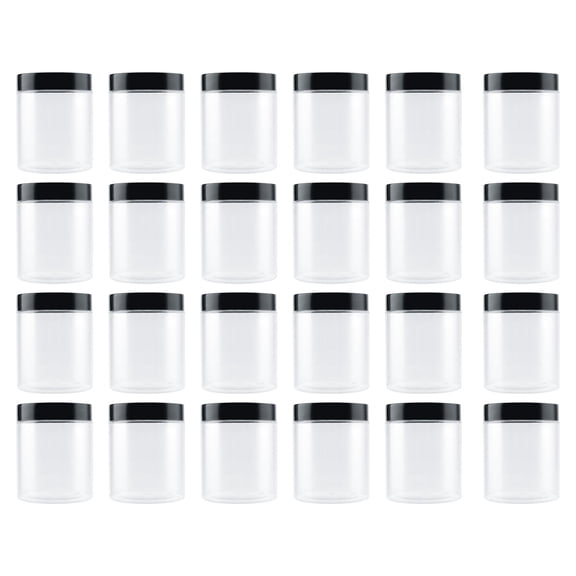 Plastic Jars with Lids, 10 Oz Clear Airtight Storage Jars with Black Screw Lids, Refillable Round PET Plastic Containers Wide Mouth Jar for Dry Food, Spice, Nuts, Candies, Honey Jam