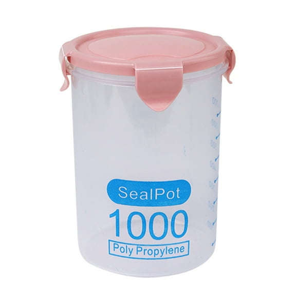 Plastic Jars with Lids,33oz Clear Sealed Storage Container,Leakproof Plastic Jars,Empty Round Food Storage Containers Airtight,Clear Containers for Storing Dry Food,Peanut,Spice,Rice & Candy(Pink)