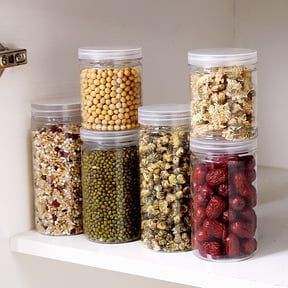 Plastic Jars with Lids,Cylinder Grain Storage Tank,Clear Plastic Jar,Transparent Storage Box,Food Storage Container,Sealing Food Preservation Plastic Pot(Clear S 3*2.6in)from ANMUYUM