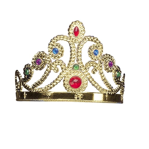 Plastic Jeweled Gold Tiara - Apparel Accessories - 1 Piece