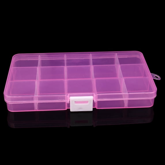 Plastic Jewelry Storage Box, 15 Slots Adjustable Necklace and Jewelry Organizer, Craft Bead Box for Earrings, Rings, and Bracelets, Travel Jewelry Case, Multi-Compartment Organizer