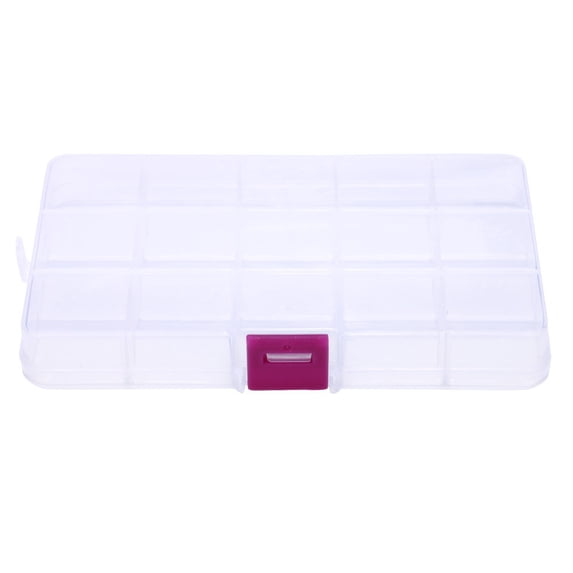 Plastic Jewelry Storage Box, 15 Slots Adjustable Necklace and Jewelry Organizer, Craft Bead Box for Earrings, Rings, and Bracelets, Travel Jewelry Case, Multi-Compartment Organizer
