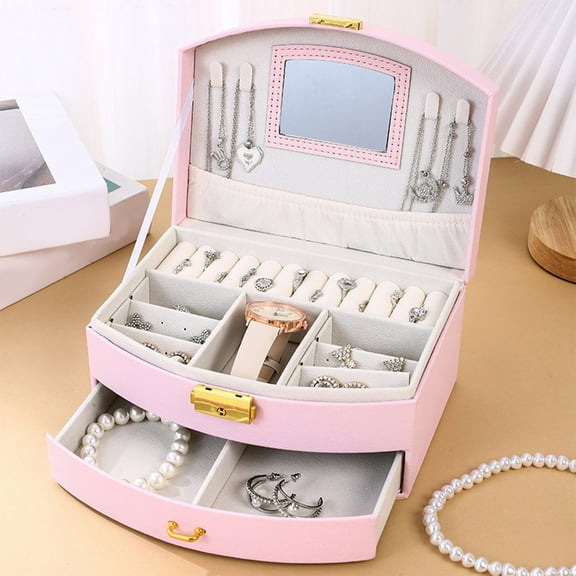 Plastic Jewelry Storage Box, Organizes Rings Earrings, Durable & Lockable for Travel, Stylish Display Case