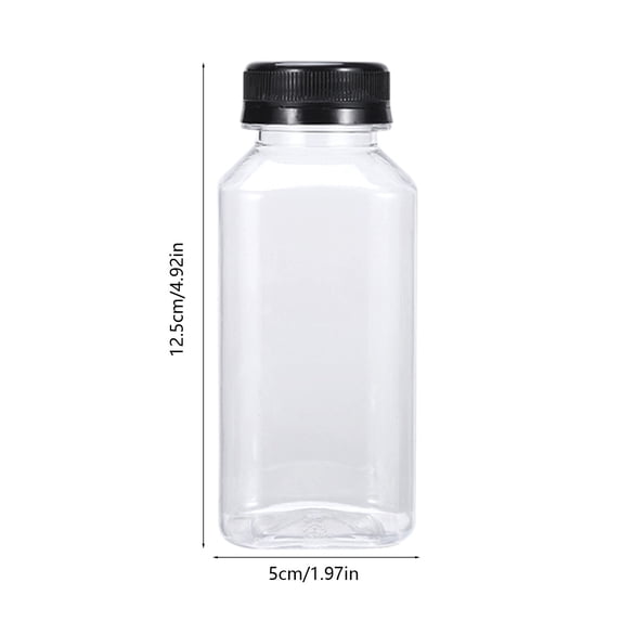 Plastic Juice Bottles with Caps, Clear Empty Reusable Water Bottles, Disposable Beverage Containers Bulk for Juicing Smoothies Turmeric Juice Milk and Other Beverages, 250ML