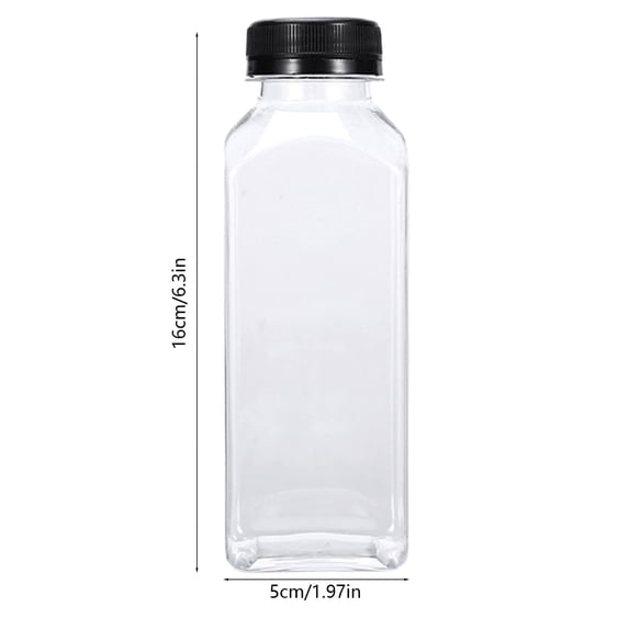 Plastic Juice Bottles with Caps, Clear Empty Reusable Water Bottles, Disposable Beverage Containers Bulk for Juicing Smoothies Turmeric Juice Milk and Other Beverages, 350ML
