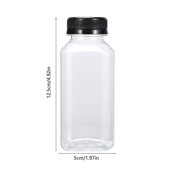 Plastic Juice Bottles with Caps, Reusable Juicing Bottles, Clear Drink Containers with Lids for Juicing, Smoothie and Other Beverages