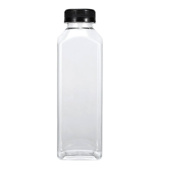 Plastic Juice Bottles with Caps, Reusable Juicing Bottles, Clear Drink Containers with Lids for Juicing, Smoothie and Other Beverages