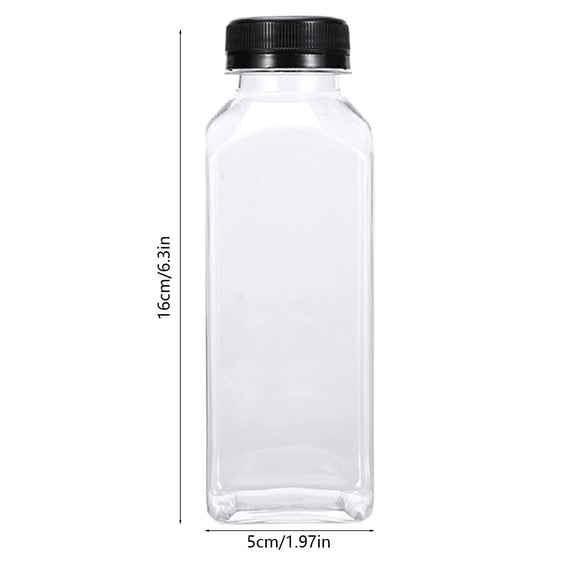 Plastic Juices Bottle Reusable Transparent Clear Beverage Containers with Lids for Juices Drinking Tea Milk Water Fridge Storage