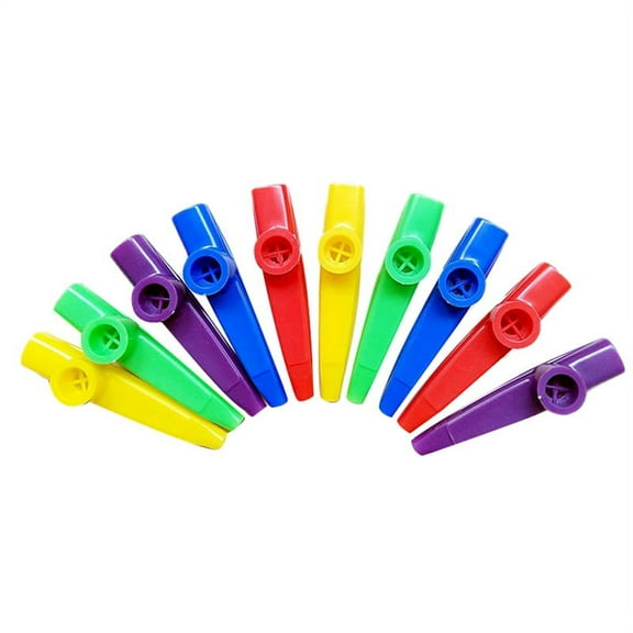 Plastic Kazoos Musical Instruments with Flute Diaphragms for Gift, Prize and Party Favors 5 Colors (10 Pieces)
