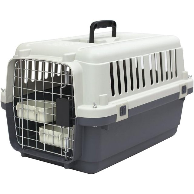 Plastic Kennels Rolling Plastic Wire Door Travel Dog Crate , Small