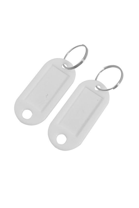Plastic Key ID Tags Name Card Labels Keyring Keychain White 10pcs