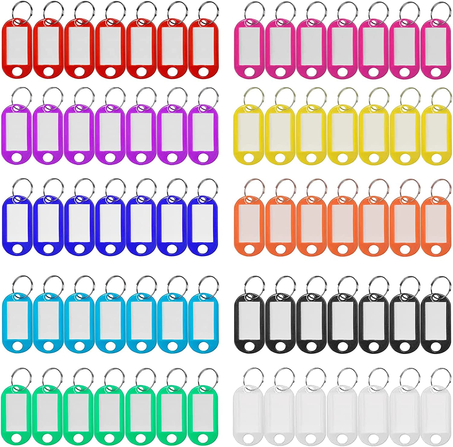 Key Labels, 50 Pcs Key Tags with Ring and Label Window, Key Chain ID Tags  with Container for Luggage, Backpacks, Key (Assorted Colors)