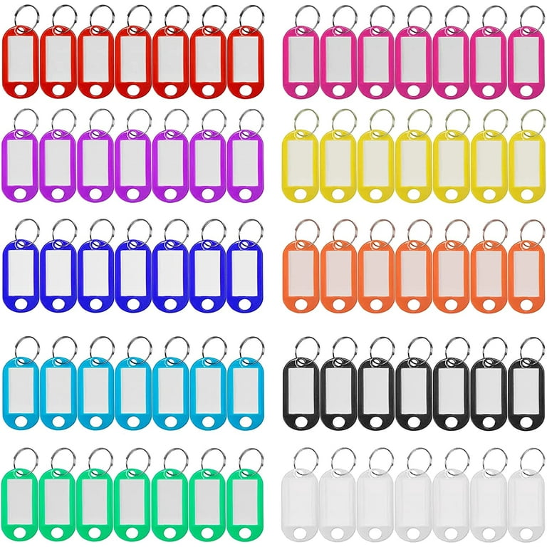 15PCS Assorted Color Coded Key Id Label Tags Split Ring Keyring Keychain  Key Tag with Label Window
