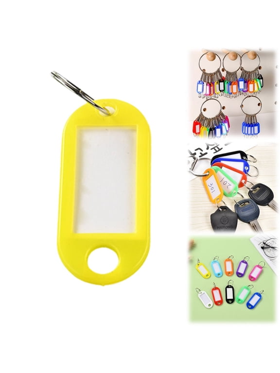 Plastic Key Tags, 6 Pack, Colorful Number Labels, for Hotel, Luggage, Keychain, Yellow