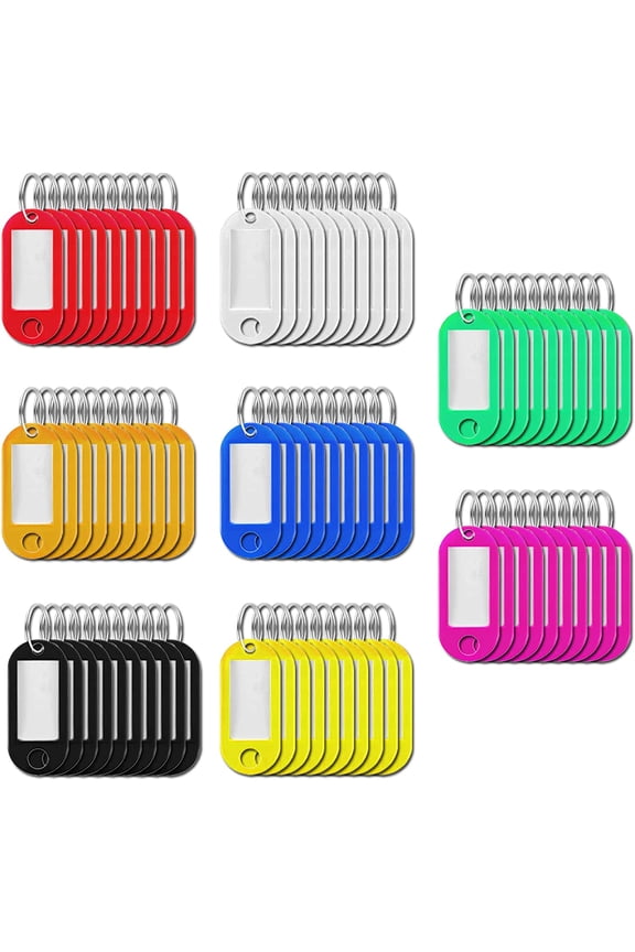 Plastic Key Tags with Split Ring Label Window 80Pcs Key Labels with Ring and Label Window, Key Chain ID Tags, Key Identifiers for Name, Luggage, 8 Colors