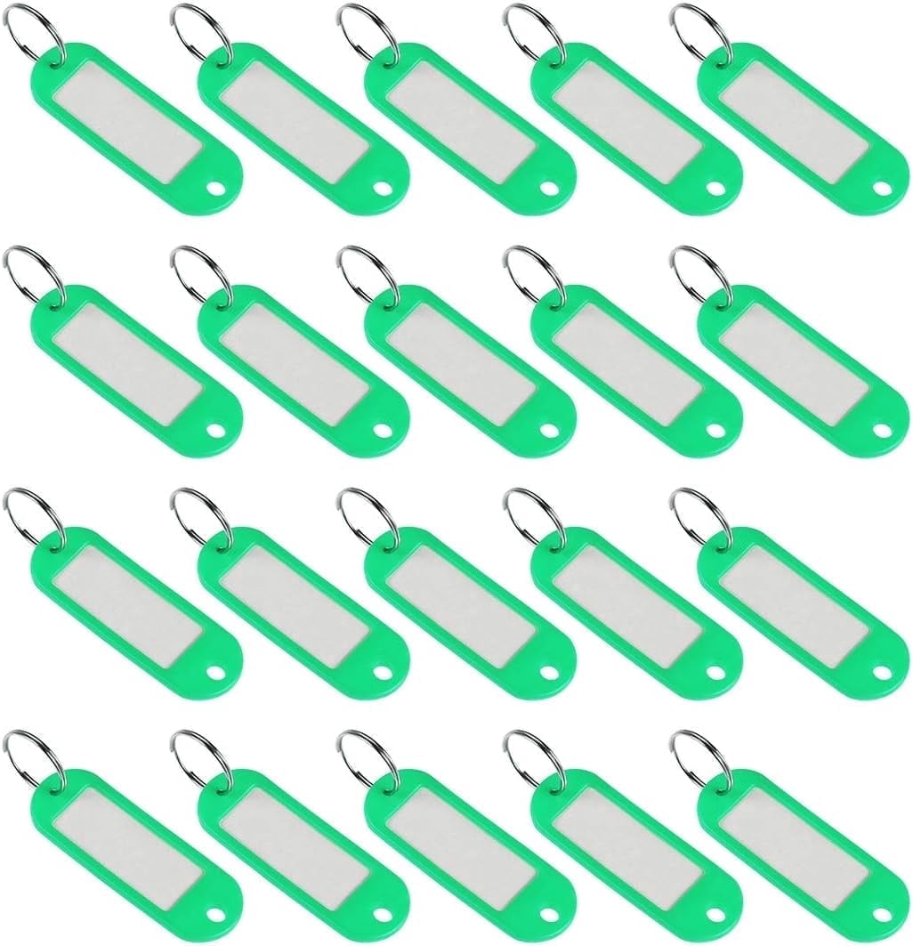 Plastic Key Tags with Split Ring Keychain ID Luggage Label Window ...