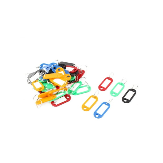 Plastic Keychain Key ID Label Name Tags Split Metal Ring Assorted Color 50Pcs
