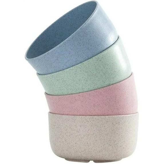 Plastic Kids Bowls -Bexikou 4 Pack Kitchen Rice Bowl for Kids, 15 oz Wheat Straw Snack Bowls,Lightweight Sturdy Bowls for Baby Children Toddler - Microwave and Dishwasher Safe