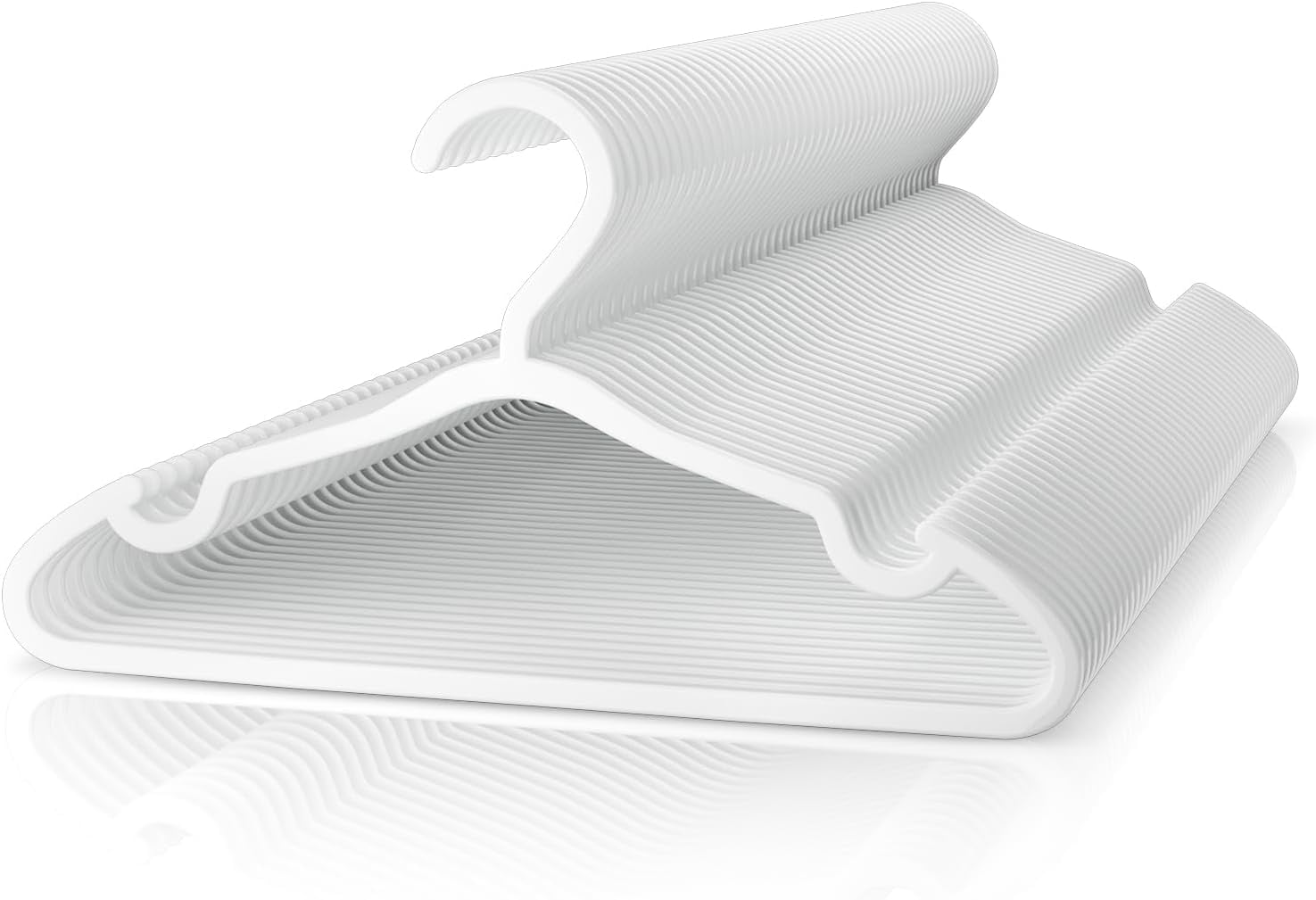 Plastic Kids Hangers - 50 Pack Non-Slip Baby Clothes Hangers for Closet, Toddler & Newborn Clothing Pants, Skirts, Coats (White)