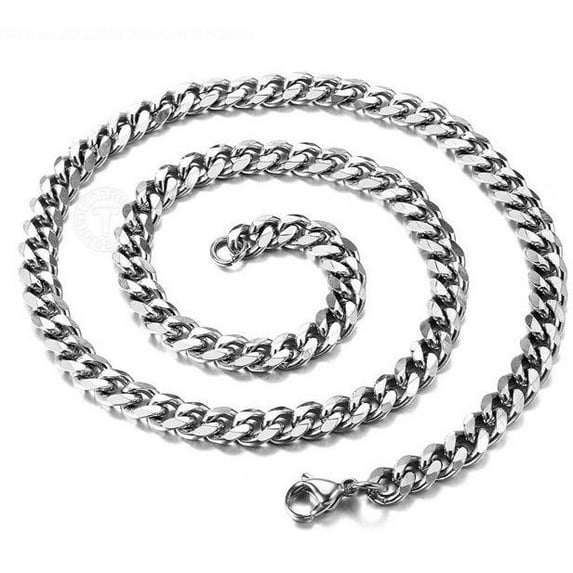 7mm Stainless Steel Curb Cuban Link Necklace Mens Chain 18-36inch