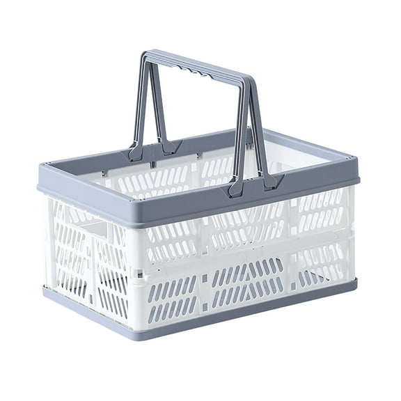 Plastic Kitchen Storage Containers Foldable Reusable Baskets with Ergonomic Handle for Fruit Vegetable Storage Basket Organizing Supplies