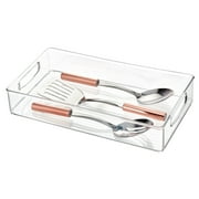 Plastic Kitchen Storage Organizer Binz with Handles for Pantry, Refrigerator, Freezer, and Storage Cabinet, 16" x 8" x 3", Clear