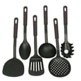 thumbnail image 1 of Plastic Kitchen Tool Set of 6-Pcs, Heat-Resistant Black Cooking Spoons for Nonstick Cookware, Includes Spatula, Turner, Ladle, Slotted Spoon, 1 of 4