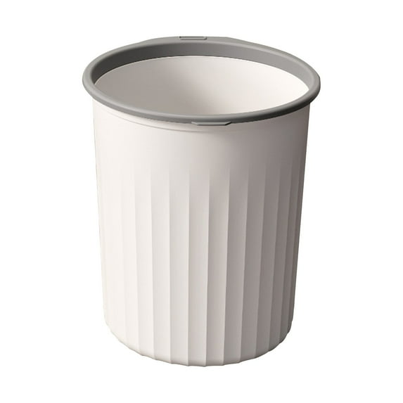 Plastic Kitchen Trash Can,Round Wastebasket with Pressing Ring,Easy-to-Use Pressing Ring,Durable Wastebasket Trash Compact Garbage Container for Kitchens, Bathrooms Bedrooms,10.24x11.61",White
