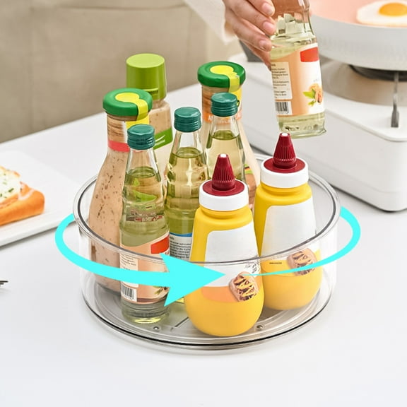 Plastic Kitchen Turntable Organizer for Cabinet Countertop - 360 Degree Spinning Lazy Susan for Spices Condiments Cosmetics - Storage Tray for Pantry Refrigerator Bathroom Counter Baking Supplies