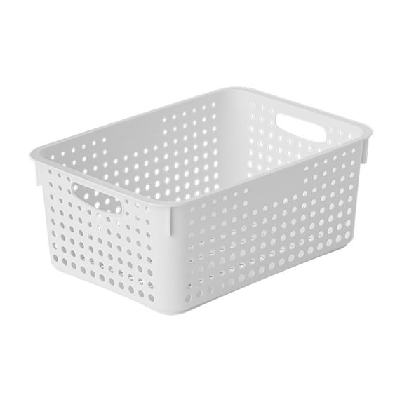 Plastic Kitchen Vegetable Organizer, Plastic Storage Baskets Plastic Storage Baskets, Medium White, for Kitchen Cabinet Organization, Desktop Sundries Snacks Vegetables
