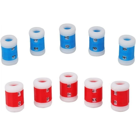 Plastic Knit Counter Knitting Crochet Stitch Marker Row Counter - 5 Large Size and 5 Small Size - Blue and Red