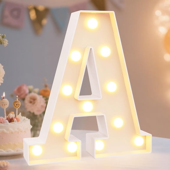 Plastic LED Light Up Letters for Wall Hanging, Marquee Alphabet Sign for Wedding Party Home Tabletop Decoration, White