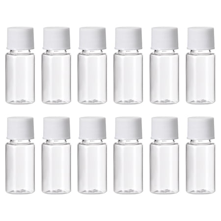 Plastic Lab Chemical Reagent Bottle, 10ml/0.34oz, Wide Mouth Sample Sealing Liquid Storage Container, Transparent 12pcs
