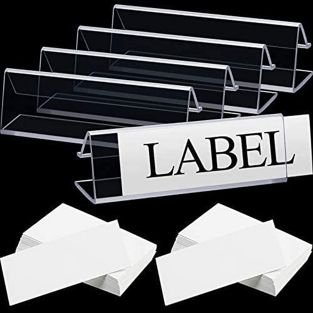 Plastic Label Holder Clear Wire Shelf Label Holder 3 x 0.875 Inches