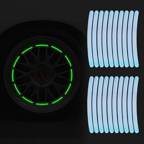 Plastic Laser Reflective Car Wheel Rim Stickers Wheel Adhesive Strips Stickers Exterior Accessories Colorful 90x7mm 20pcs/set DIY