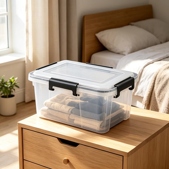Plastic Latching Storage Container with Gasket Lid, Stackable Box for Kitchen Organization, 1 Container