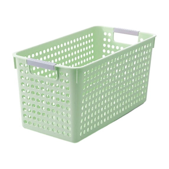 Laundry Basket Green Narrow 34x16.5cm With Silvery Handle