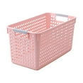 thumbnail image 1 of Plastic Laundry Basket with Silvery Handle, 13.38 x 6.49 x 6.29 in, Pink, 1 of 7