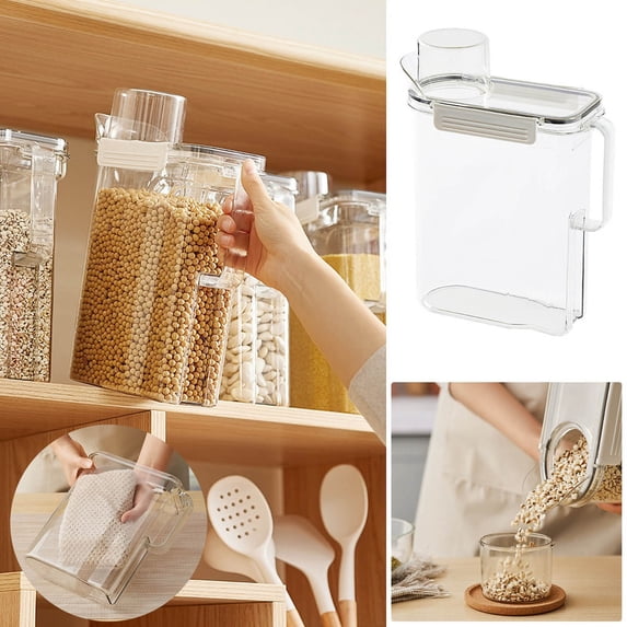Plastic Laundry Detergent Dispenser Container with Measuring Cup Storage Box Organizer for Kitchen Bathroom Pantry Food Pet Supplies