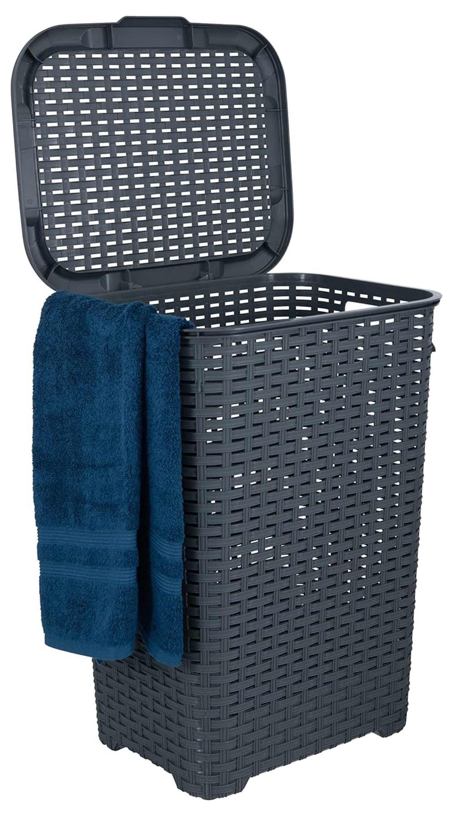 Plastic Laundry Hamper with Lid Laundry Hamper Basket, Grey Tall Cloths