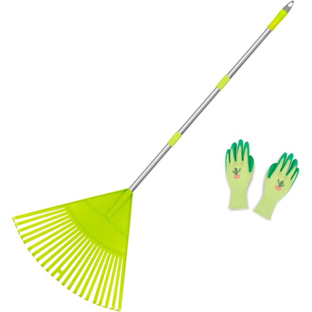 Lightweight Adjustable Yard Leaf Rake Set with Durable Plastic Head