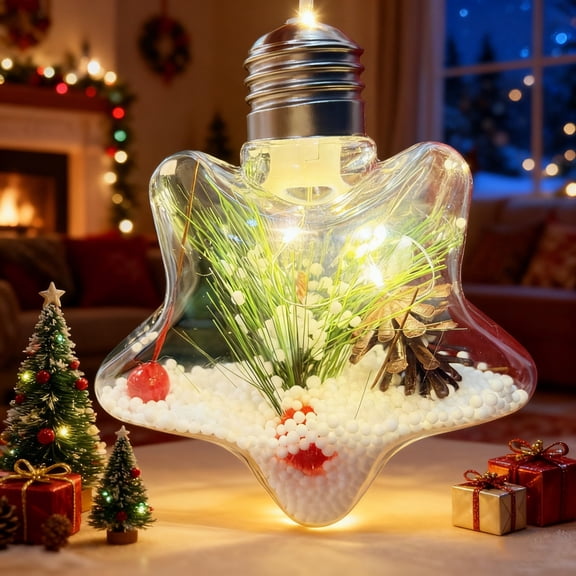 Light Bulb Decorations Christmas Clear Ornaments for Crafts Light Bulb Shape Xmas Candy Jar Ornaments with Screw Off Cap Crafts Christmas Tree Hanging Decoration