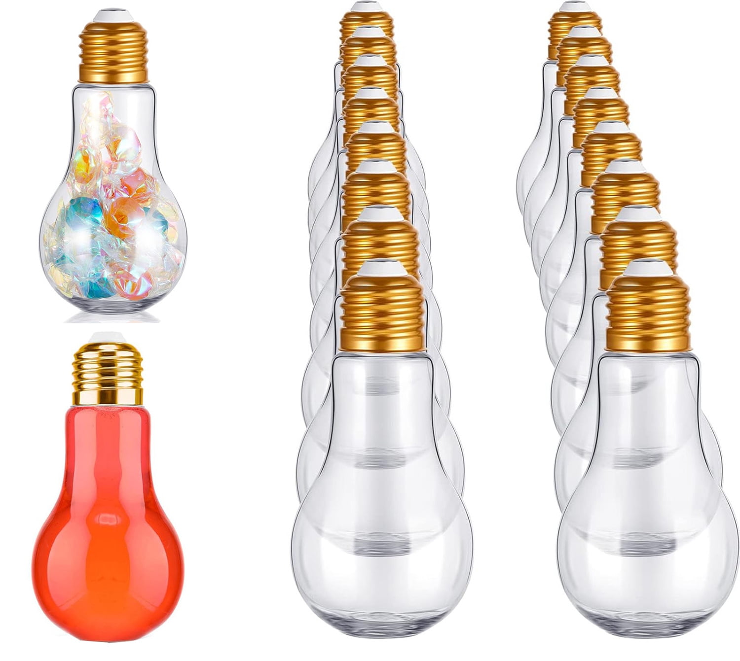 Plastic Light Bulb Jars,TGY 20 Pcs Light Bulb Candy Container, Clear ...