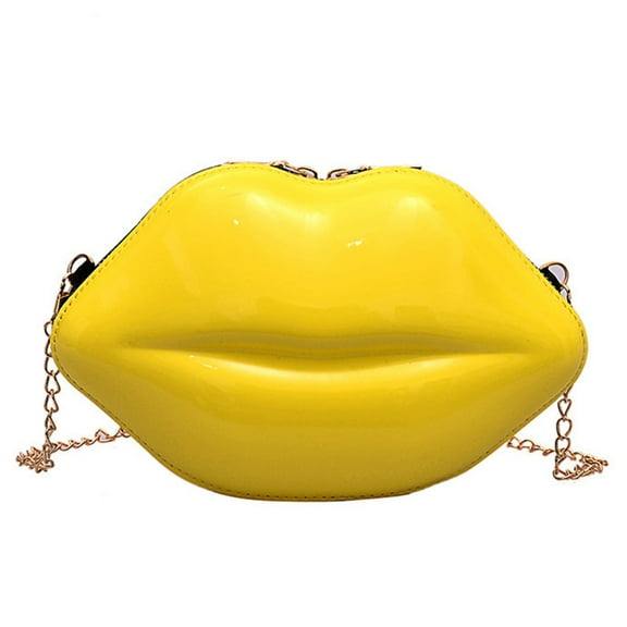 Plastic Lip Shape Crossbody Bag with Chain Small Shoulder Purse Zippered Handbag