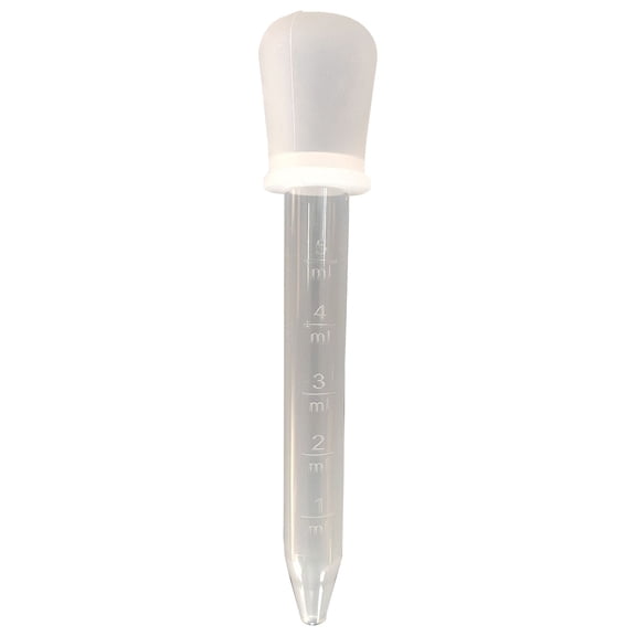 Plastic Liquid Dropper, 5ml Clear Silicone Pipettes with Colored Bulb Tip, 1 Pc Transparent Eyedropper for Art, Science, Gummy Making, Oil, Water, 4.72 inch