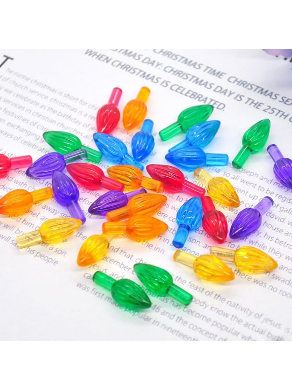 Plastic Lites For Ceramic Christmas Trees, Medium Twist Light Ornaments, Small Flame Shape,Multi Colors, 100 Piece Pack