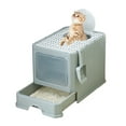 thumbnail image 1 of Plastic Litter Box Cats Rabbit Odor Control Not Stick Smooth Surfaces Cats Litter Pans Enclosed Cats Litter Container, 1 of 3