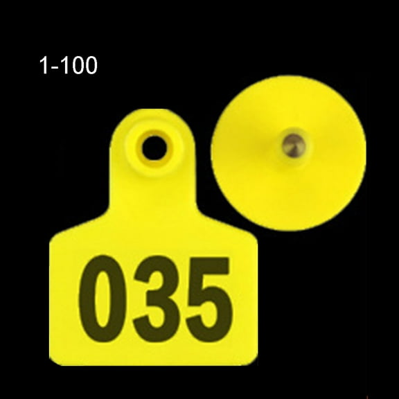 Plastic Livestock Ear Tags with 1-100 Series Numbers Farm Identification Tags for Cattle Sheep Pack of 100