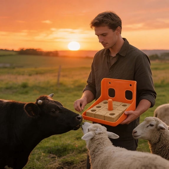 Plastic Livestock Salt Lick Holder - Durable Mineral Block Feeder for Horses, Cattle, Goats, Sheep & Deer, Easy Install Wall Mount Farm Animal Salt Brick Rack for Barn or Backyard
