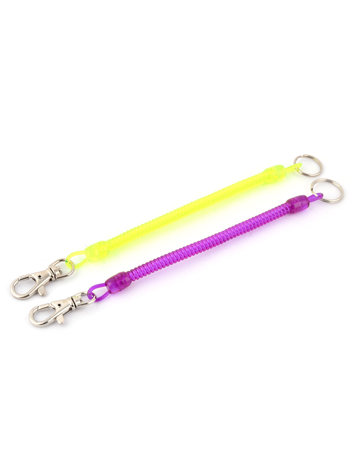 Plastic Lobster Hook Spring Coil Keychain Rope Light Green Purple 21cm